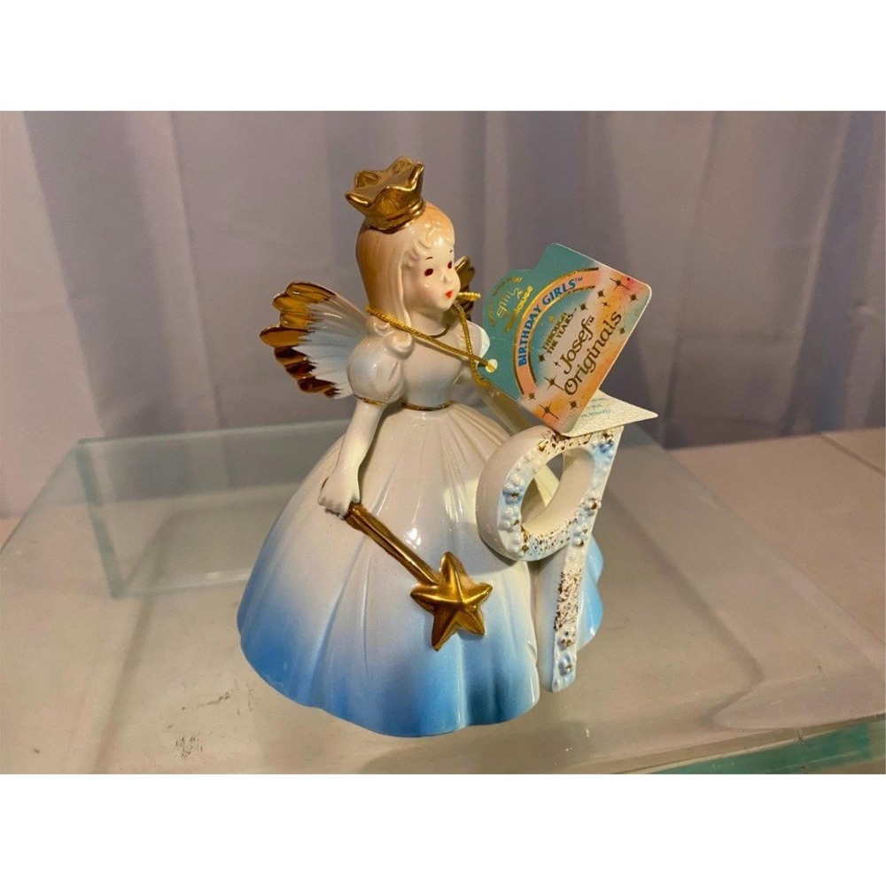Josef Originals Birthday Girls Age 9 Angel Figurine Blue Ombre Gold Crown 651642 - Picture 2 of 5